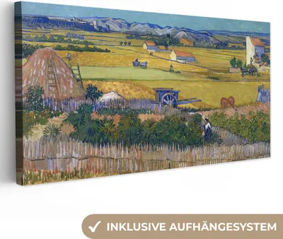 Produktbild von MuchoWow® - Leinwandbilder - Die Ernte - Vincent van Gogh, Wandbild, Wanddeko Bilder Wohnzimmer, 80x40 cm