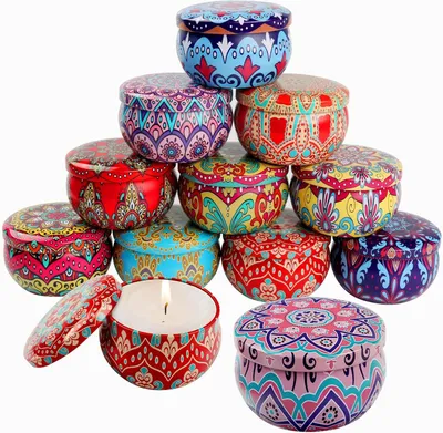 Imagen del producto de Juego de 12 recipientes reutilizables para velas, de 65 ml, redondos, con tapa, ideales para hacer velas caseras