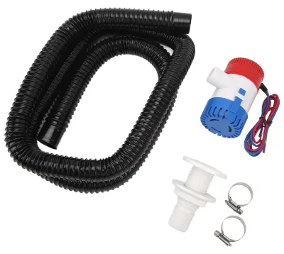 Image de Kit de raccordement pour pompe de cale 1100 GPH, 12 V CC, noir, avec tuyau de vidange de 1 1/8 pouce, pour camping-cars et yachts