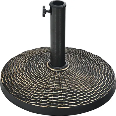 Produktbild von Sonnenschirmstaender, Schirmstaender für Schirmstange von ? 38-48 mm, Sonnenschirmfuss 10kg, Schirmhalter Rund, Sonnenschirmfuss Rattanoptik, Bronze