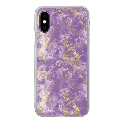 Produktbild von MuchoWow® Handyhülle Schutzhülle Hülle für iPhone X Marmor - Lila - Gold - Muster Silikon Softcase Handy Hülle - Handyhülle