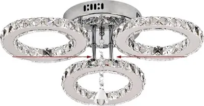 Obrázok produktu pre Moderný LED krištáľový krúžkový luster, stmievateľný, štýlový chrómový povrch, 3 krúžky, stmievateľný RC