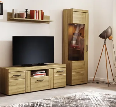 Produktbild von Wohnwand >Cortina< (3-teilig) in Grandson Eiche Nachbildung - 215x195x41 (BxHxT)