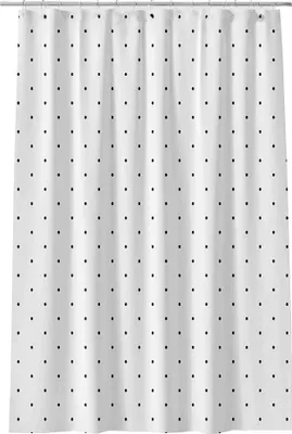 Zdjęcie produktu dla Duża Zasłonka Prysznicowa Łazienkowa 180X180 Cm Biała Czarne Kropki Solidna