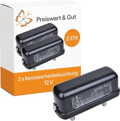 Produktbild von 2x Kennzeichenleuchte mit gummierter Kabeldurchführung Kennzeichenbeleuchtung 12V für Anhänger in Schwarz - E3