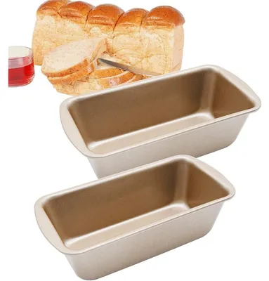 Obrázok produktu pre Forma na pečenie chleba, nerezová oceľ, 2 ks, 19x9x5 cm, s nepriľnavým povrchom, zlatá farba
