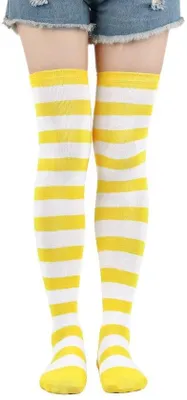 Produktbild von Warme, gestreepte kousen für Damen, 50 cm lang, Dijlange sokken für Herbst und Winter
