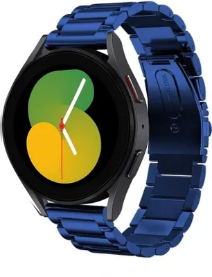 Produktbild von Strap-it Stahlarmband - Kompatibel mit Samsung Galaxy Watch 5 Armband 40mm Ersatzarmband Edelstahl - Faltschließe - Hochwertiges Material - für Smartwatch 20mm Armband Blau