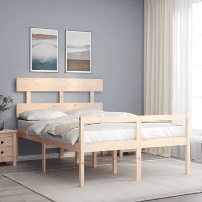 Produktbild von The Living Store Seniorenbett mit Kopfteil 120x200 cm Massivholz