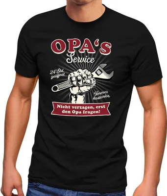 Produktbild von Herren T-Shirt Papa's / Opa's Service 24 Stunden geöffnet Geschenke zum Vatertag Spruch lustig Moonworks® Opa schwarz XL