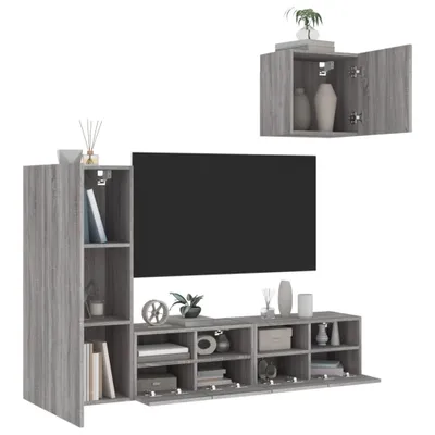Produktbild von Best Möbel 4-tlg. Wohnwand Grau Sonoma Holzwerkstoff - TV-Schränke CL6133278 3parcel