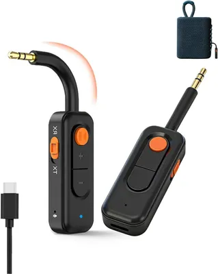 Image de Récepteur et émetteur Bluetooth - Adaptateur audio - Diffusion de musique - Fonction 2-en-1 - Autonomie de 10 heures - Noir
