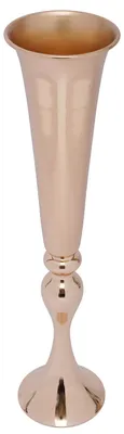 Image de Vase en forme de trompette métallique - Vase pour fleurs, centre de table - Fer, plaqué or - Décoration de table pour mariage, fête, banquet - Assemblage requis - Or
