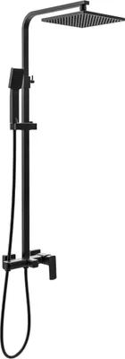 Produktbild von Casa Padrino Luxus Duschgarnitur mit Überkopfbrause und Handbrause Schwarz - Duscharmatur - Duschsäule - Brausegarnitur - Luxus Badezimmer Accessoires