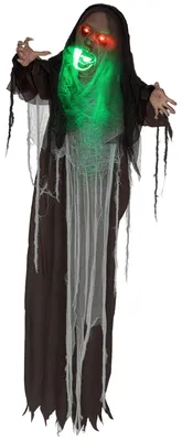 Obrázok produktu pre Zelené monštrum, dekorácia na Halloween, strašidelné zvukové efekty, červené oči, pohyblivé, 183 cm
