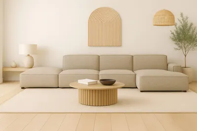 Produktbild von Kaiser Möbel Ecksofa Cursal L-Form, Stoff Artico, Beige + Hocker, Rechts