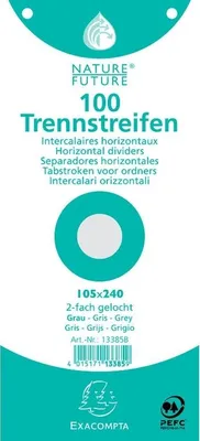 Zdjęcie produktu dla Paski oddzielające 10,5 x 24 cm, opakowanie = 12 x 100 sztuk, kolor szary