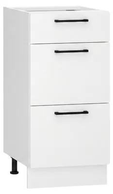Produktbild von Küchenunterschrank 3 Schubladen 40 cm - Weiß glänzend - ohne Arbeitsplatte - Unterschränke Küche