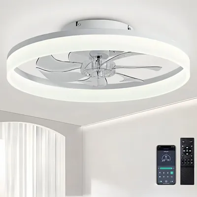 Deckenventilator mit Licht, 50 cm, 48 W, dimmbar, Fernbedienung, App