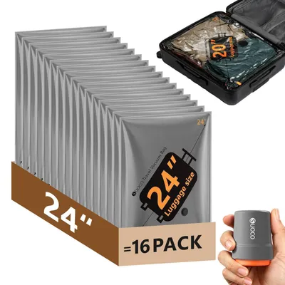 Immagine prodotto di Sacchetti sottovuoto per abbigliamento, confezione da 16 pezzi, taglia media, con pompa senza fili, ideali per risparmiare spazio, perfetti per viaggi e uso domestico
