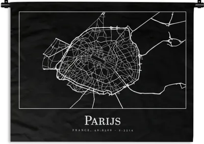 Produktbild von MuchoWow® Wandteppich Wandbehang Paris - Karte - Stadtplan 60x45 cm Tapisserie Dekoration Wandtuch - Das Schlafzimmer