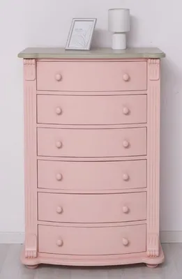 Produktbild von Casa Padrino Landhausstil Kommode Rosa / Grau 80 x 48 x H. 120 cm - Massivholz Schrank mit 6 Schubladen - Landhausstil Schlafzimmer Möbel - Möbel im Landhausstil - Landhausstil Einrichtung