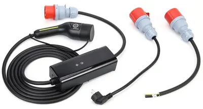 Productafbeelding van Draagbare EV-lader, instelbare stroomsterkte, duurzaam ontwerp, 5 meter lang met adapters