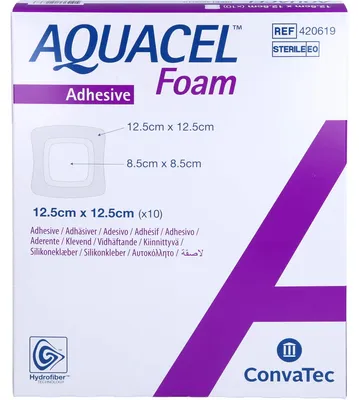 Produktbild von AQUACEL Foam adhäsiv 12,5x12,5cm, 10 St VER