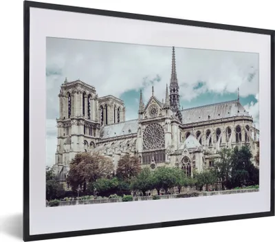Produktbild von MuchoWow® MuchoWow® Gerahmtes Poster Blick auf die Kathedrale Notre-Dame in Paris 40x30 cm - Poster mit zchwarzem Bilderrahmen - Bilderrahmen - Poster im Rahmen