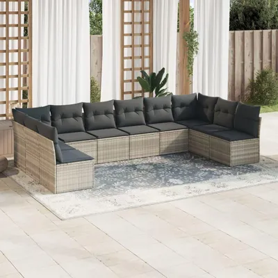 Imagen del producto de Conjunto de jardín - Conjuntos de jardín - Juego de exterior - Muebles de jardín - Muebles para exteriores - Gris claro - Ratán de polietileno resistente a la intemperie