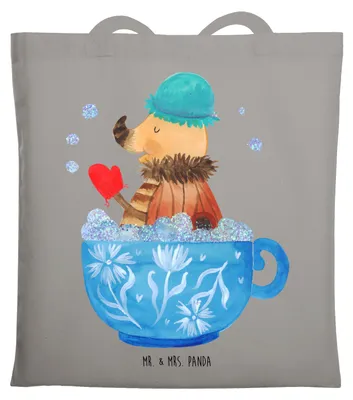 Produktbild von Mr. & Mrs. Panda Jutebeutel Nachtfalter Schaumbad - Light Grey - Geschenk, Tasse, Shopping Tasche, Zeitmanagement, Ziele, Tote Bag, dokumententasche, Einkaufstasche, WC