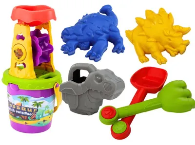 Immagine prodotto di Zestaw do piasku dla dzieci z młynkiem i foremkami dinozaurów