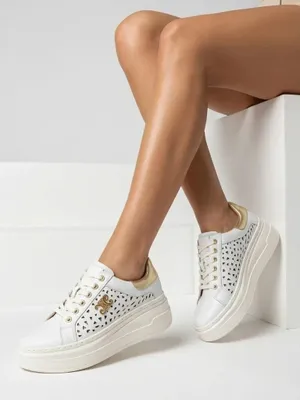 Produktbild von Weiße Sneaker mit durchbrochenem Einsatz und goldenen Akzenten, Größe 40