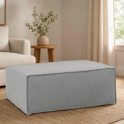 Produktbild von Puff Dabdella, Ottomane im Wohnzimmer, 100%  Italy, Relaxsessel aus gepolstertem Stoff, Cm 100x70h43, Grau