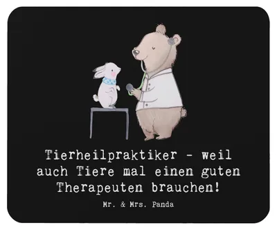Produktbild von Mr. & Mrs. Panda Mauspad Tierheilpraktiker - Schwarz - Geschenk, pc, Tiertherapeut, Spruch, Berufsgestaltung, Mousepad, kreative Geschenke, mausunterlage, Liebe zu Tieren