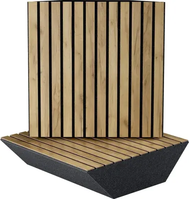 Produktbild von 2er-Pack – Akustik-Eck-Bassfalle|50x50cm |Niederfrequenz-Absorption für Studios und Theater|Diffusion | [SLATO-100mm | Eiche]