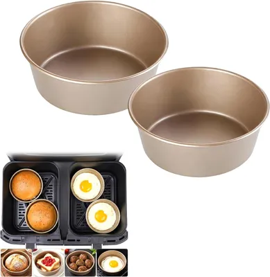 Imagen del producto de Bandeja oval de acero al carbono, con un diámetro de 11,4 cm, paquete de 2 unidades, para freidoras de aire