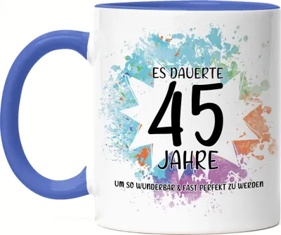 Produktbild von Es Dauerte 45 Jahre Um So Wunderbar Zu Werden Tasse Blau Geburtstagsgeschenk 45 Jahre Alt Humor