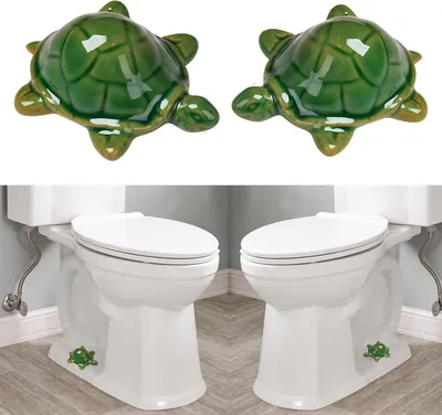 Produktbild von WC-Bolzenkappen, dekorative WC-Bolzenabdeckungen mit Schildkrötenmotiv aus Porzellan, niedliche WC-Bolzenabdeckungen für eine dekorative Badezimmergestaltung, einfache Installation, Set mit 2 (2 Stück grüne Schildkröte)