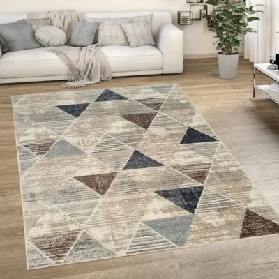 Produktbild von Geometrický kusový koberec 140x190 cm OZAN - béžový / šedý