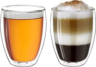 Produktbild von Famanu Thermogläser 400ml - Doppelwandig, hitzebeständig, Set von 2