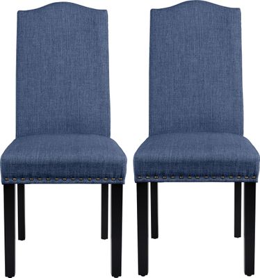 Yaheetech Esszimmerstühle 2er Set Küchenstuhl mit Hoher Rückenlehne Moderne Stühle für Küche und Esszimmer, Beine aus Massivholz, gepolsterte Sitzfläche aus Leinen bis 136 kg Belastbar, Blau