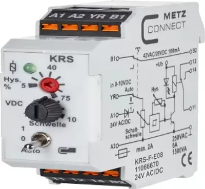 Produktbild von Metz Connect Schwellwertschalter 24, 24 V/AC, V/DC (max) 1 Wechsler 11066670 1 St