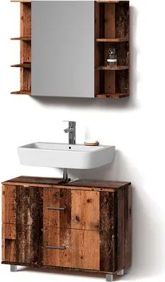 Image de Ensemble meubles bain Livinity Eisak Chêne rustique 2 pièces, Model 52815