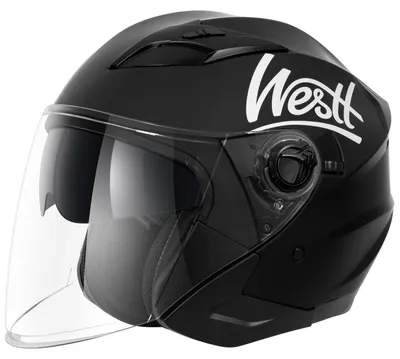 Produktbild von Westt Jethelm Motorradhelm mit Visier & Sonnenblende ECE 22.06  – Größe XL (60-61 cm), Schwarz