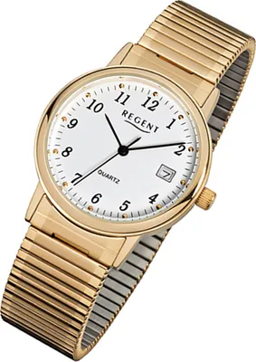 Produktbild von Regent Uni Armbanduhr F-707 Edelstahl Gold plattiert Zugband