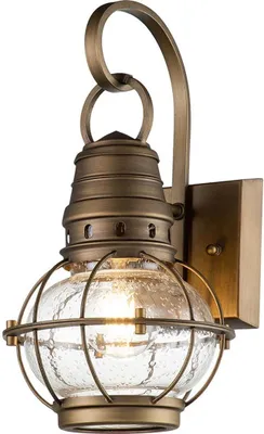 Produktbild von Außenwandleuchte Aluminium Glas H: 33,4 cm IP44 in Messing Vintage Design Außenlampe Wand