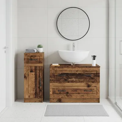 Image de Ensemble de deux meubles de salle de bain exclusifs, modèle UTRECHT, en bois vieilli