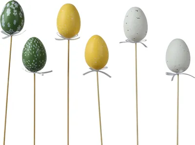 Produktbild von Osterstecker Ei am Stab 31cm bruchfest 6er Set Grün / Gelb / Weiß