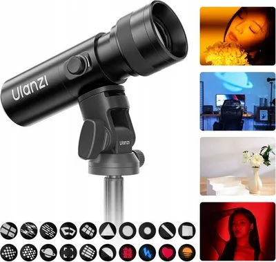 Zdjęcie produktu dla Lampa LED Typ Latarka 10W Strumienica z Filtrami GOBO Zoom + Efekty ULANZI / LM01